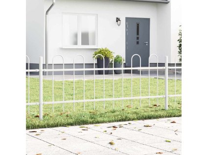 Multidom Záhradný plot 9 pcs Biela 15,3 x 0,6 m Práškovaná oceľ