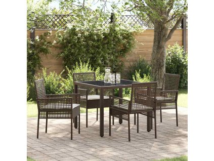 Multidom Záhradný jedálenský set 5 pcs Hnedá polyratan