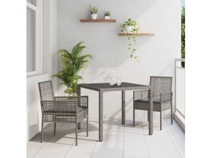 Multidom Záhradný jedálenský set 3 pcs Sivá polyratan