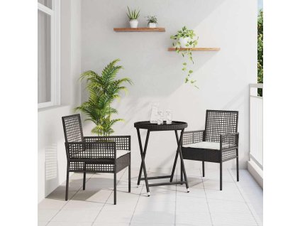 Multidom Záhradný bistro set 3 pcs Čierna polyratan