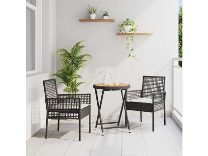 Multidom Záhradný bistro set 3 pcs Čierna polyratan