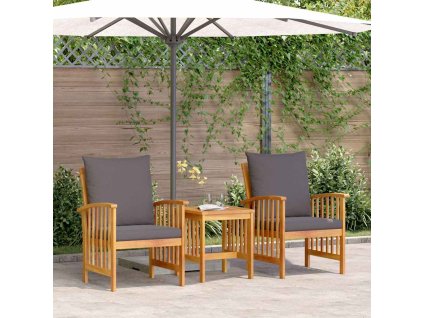 Multidom Súprava záhradných pohoviek s vankúšom 3 pcs Prírodný olej