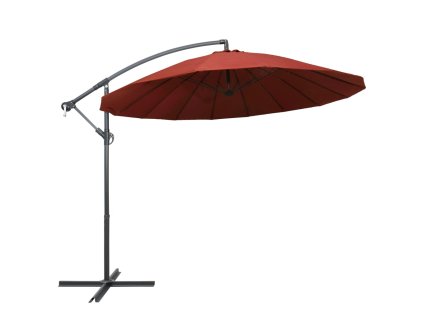 Multidom Závesný slnečník, tehlovo červený 3 m, hliníková tyč