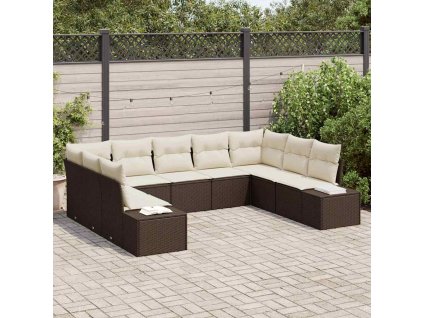 Multidom Súprava záhradných pohoviek s vankúšom 9 pcs Hnedá polyratan