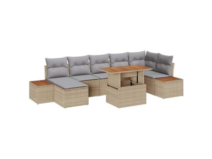Multidom Záhradný jedálenský set s vankúšom 8 pcs Béžová a šedá