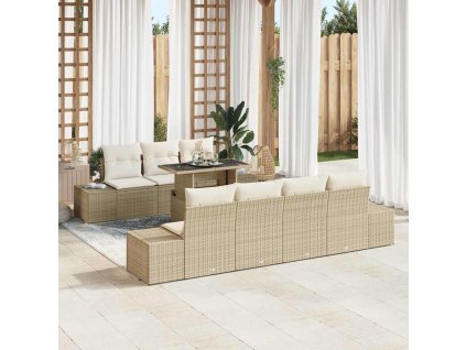 Multidom Súprava záhradných pohoviek s vankúšom 8 pcs Béžová a krémová