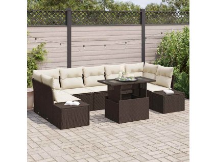 Multidom Súprava záhradných pohoviek s vankúšom 8 pcs Hnedá a smotanová