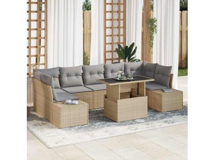 Multidom Súprava záhradných pohoviek 8 pcs Beige a svetlo šedá
