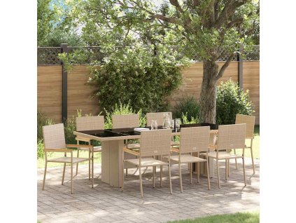 Multidom Záhradný jedálenský set 9 pcs Béžová polyratan
