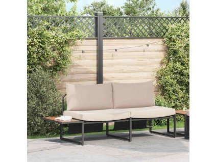 Multidom Záhradná pohovka s vankúšom Sivohnedá 200,5 x 70 x 85,5 cm Oceľ