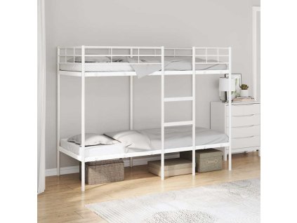 Multidom Poschodová posteľ bez matraca Biela 75x190 cm Oceľ