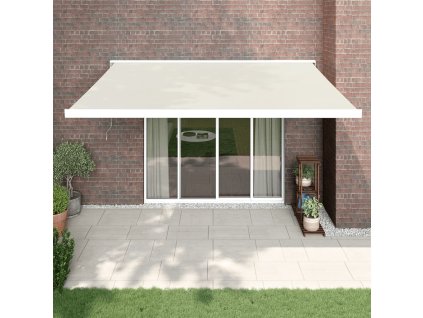 Multidom Zaťahovacia markíza krémová 4x3 m látka a hliník