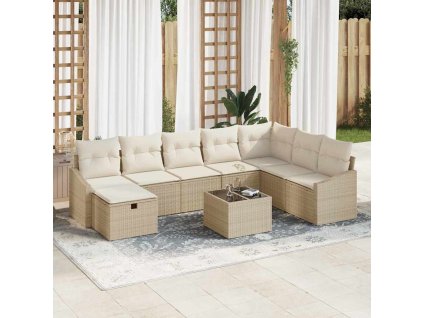 Multidom Súprava záhradných pohoviek 9 pcs Béžová 55 x 62 x 69 cm