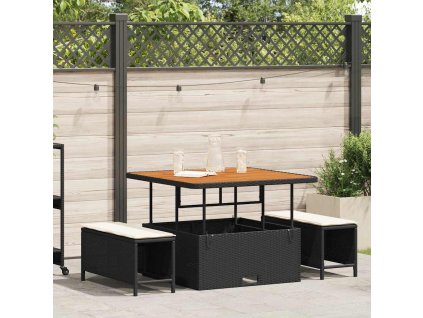 Multidom Záhradný jedálenský set Čierna polyratan