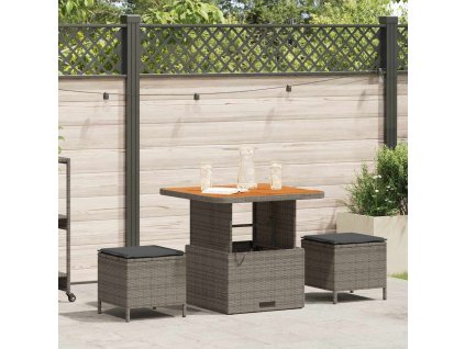 Multidom Záhradný jedálenský set Sivá polyratan