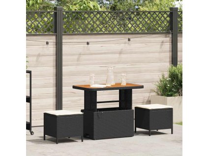 Multidom Záhradný jedálenský set Čierna polyratan