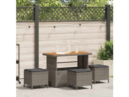 Multidom Záhradný jedálenský set Sivá polyratan