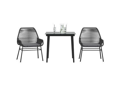 Multidom 3-dielna záhradná jedálenská súprava+podložky, čierna polyratan