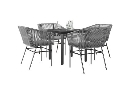 Multidom 5-dielna záhradná jedálenská súprava+podložky, sivá, polyratan