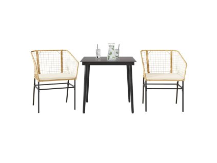 Multidom 3-dielna záhradná jedálenská súprava+podložky, hnedá, polyratan