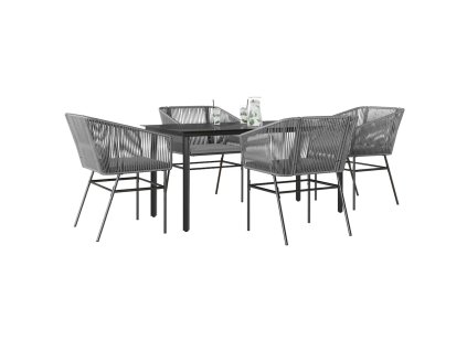 Multidom 5-dielna záhradná jedálenská súprava+podložky, sivá, polyratan