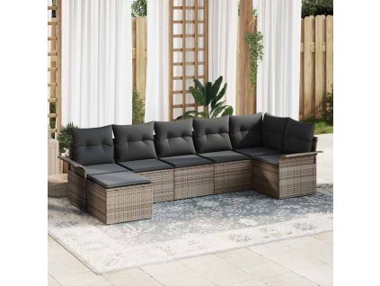 Multidom Súprava záhradných pohoviek s vankúšom 7 pcs Sivá polyratan