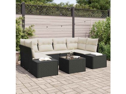 Multidom Súprava záhradných pohoviek s vankúšom 7 pcs Čierna polyratan