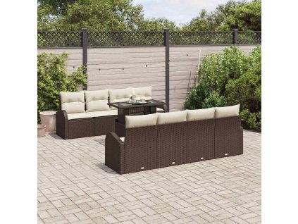 Multidom Súprava záhradných pohoviek s vankúšom 7 pcs Hnedá Poly ratan