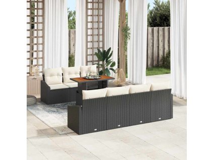 Multidom Záhradný jedálenský set Čierna a krémová 100 x 55 x 73 cm