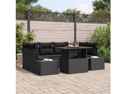 Multidom Súprava záhradných pohoviek s úložiskom 7 pcs Čierna Poly ratan