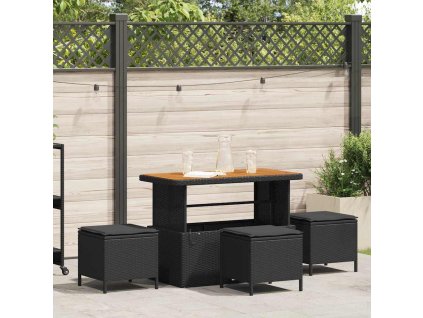 Multidom Záhradný jedálenský set Čierna polyratan