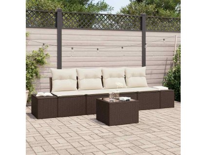 Multidom Súprava záhradných pohoviek 5 pcs Hnedá a smotanová polyratan