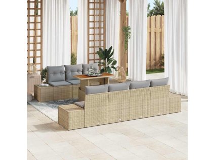 Multidom Súprava záhradných pohoviek s úložiskom 8 pcs Béžová Poly ratan