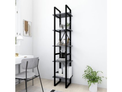 Multidom Knižnica s 5 policami, sivá 40x30x175 cm, kompozitné drevo