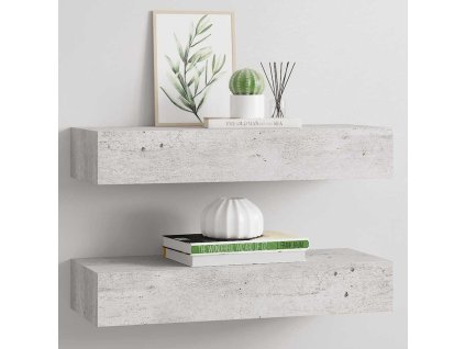 Multidom Zásuvkové police nástenné 2 ks betónovo-sivé 60x23,5x10 cm MDF