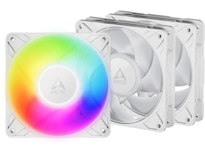 ARCTIC P12 Pro A-RGB (biela) 3-Pack - 120mm A-RGB PWM ventilátor s rozdeľovačom káblov