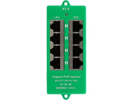 MaxLink Gigabitový 4-portový PoE panel, 802.3af/at