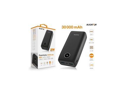 ALIGATOR PBPD30BK 30 000mAh PD 20W čierna