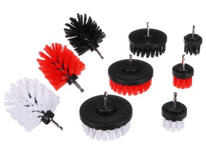 Sada kartáčů na vrtačku pro čištění auta CAR DETAILING DRILL BRUSH 9, 9ks SIXTOL