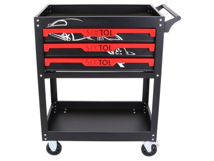 Dílenský vozík na nářadí MECHANIC TROLLEY JASON, 3 šuplíky, 1 police SIXTOL