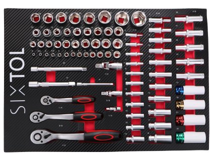 Modul s nářadím do dílenského vozíku MECHANIC TOOL TRAY 6, 80ks SIXTOL