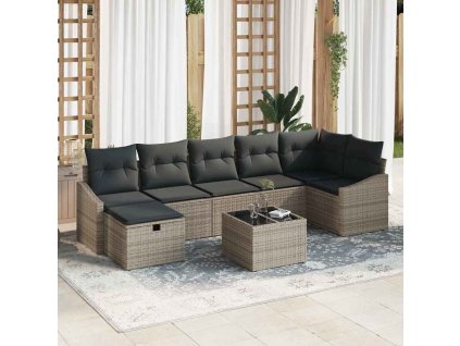 Multidom Sada pohoviek s vankúšom 8 pcs polyratan