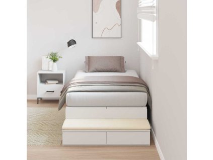 Multidom Rám postele s úložným prostorem Biela 100 cm Kompozitné drevo