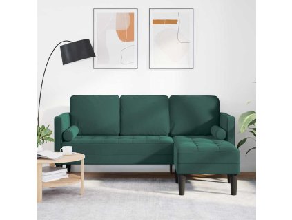 Multidom Sada pohoviek s vankúšom Tmavozelená Polyester