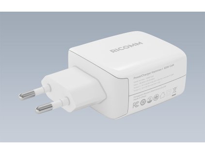 Nabíjačka 65W GaN Ricomm RC652 EU, 2xUSB-C + 2.1m USB-C kábel