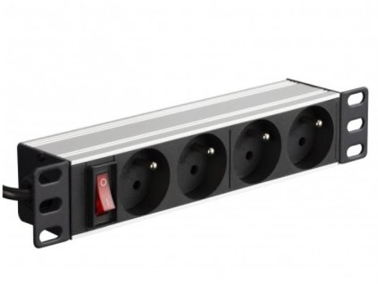 Napájacia lišta do racku NEKU 22.5009 10" panel 1U, 4 zásuvky, vypínač, 1,8m