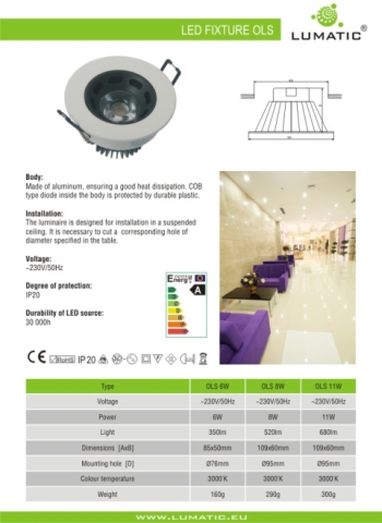 E-shop LED, Osvětlení Downlight LED 12W AC85-265V round