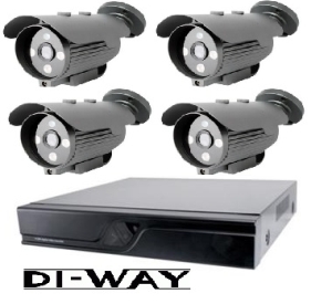 E-shop DI-WAY CCTV Zvýhodnený set: DI-WAY HDCVI 4+1 kamerový systém 720P, 3.6mm
