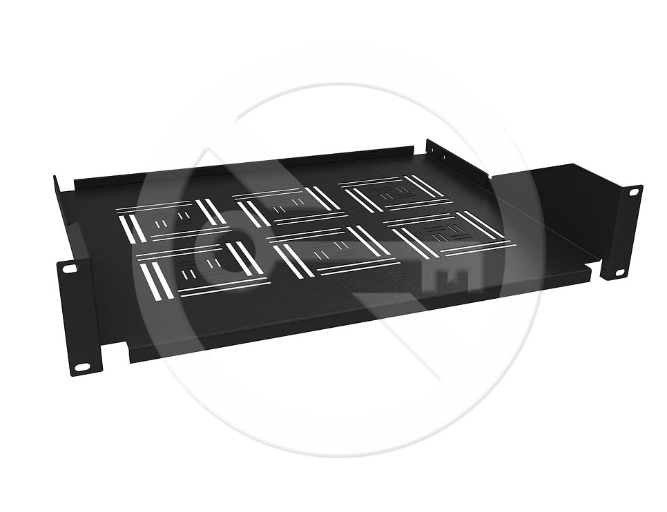 E-shop Solarix Police 19" 2U 350mm ukladacie plato BK úchyt na prednej lišty UP-23-B 80500350