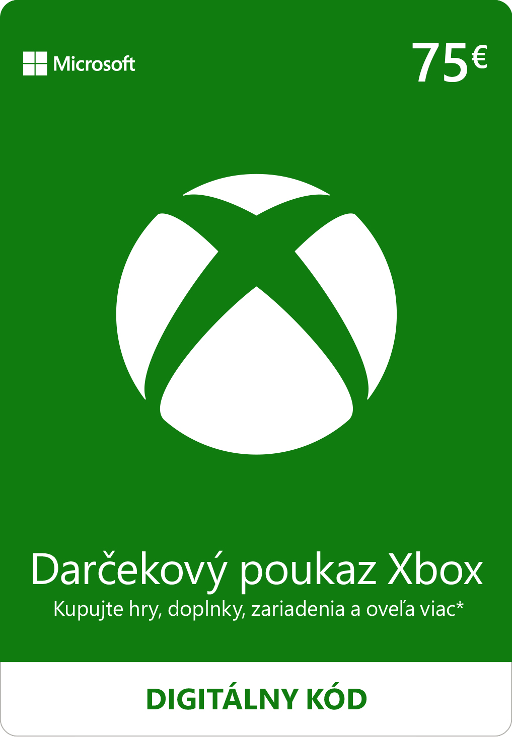 E-shop MICROSOFT ESD XBOX - Dárková karta Xbox 75 EUR K4W-02564